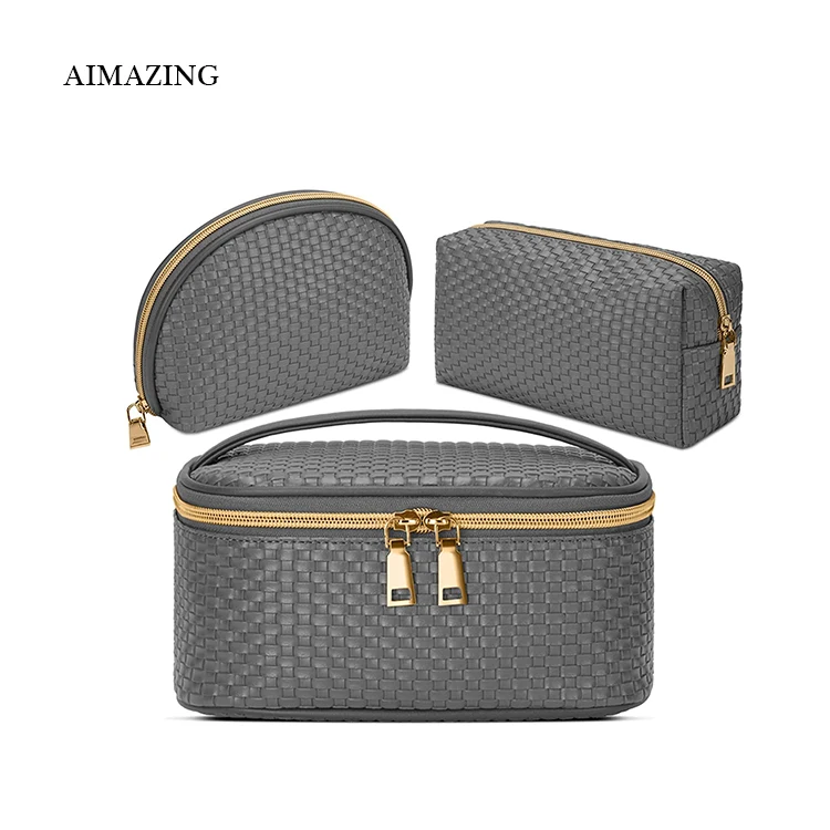 Косметические мини-банки Внутри компактный чехол сумка для макияжа из искусственной кожи с окошком