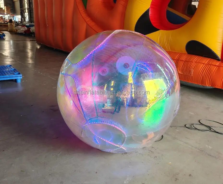Decorative Inflatable Sphere Metallic Balls Inflatable PVC Disco Ball Iridescent Inflatable Mirror Ball with LED Light