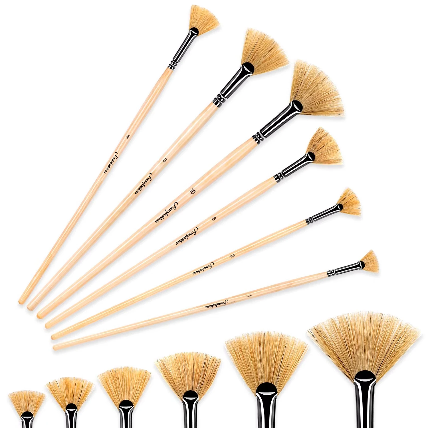 6pcs Custom Logo Oil Paint Brushes  Professional for Art Painting Brushes Bristle Wooden Handle Art Supplies Artist Brush Set