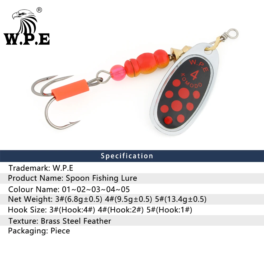 W.P.E 3#/4#/5# Spinner Fishing Lure 6.8g/9.5g/13.4g