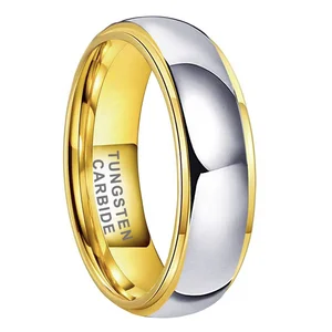 Coolstyle Jewelry Wholesale 6mm Two Tone Gold Plated Tungsten Ring for Men Women Dropshipping Fashion Engagement Wedding Band