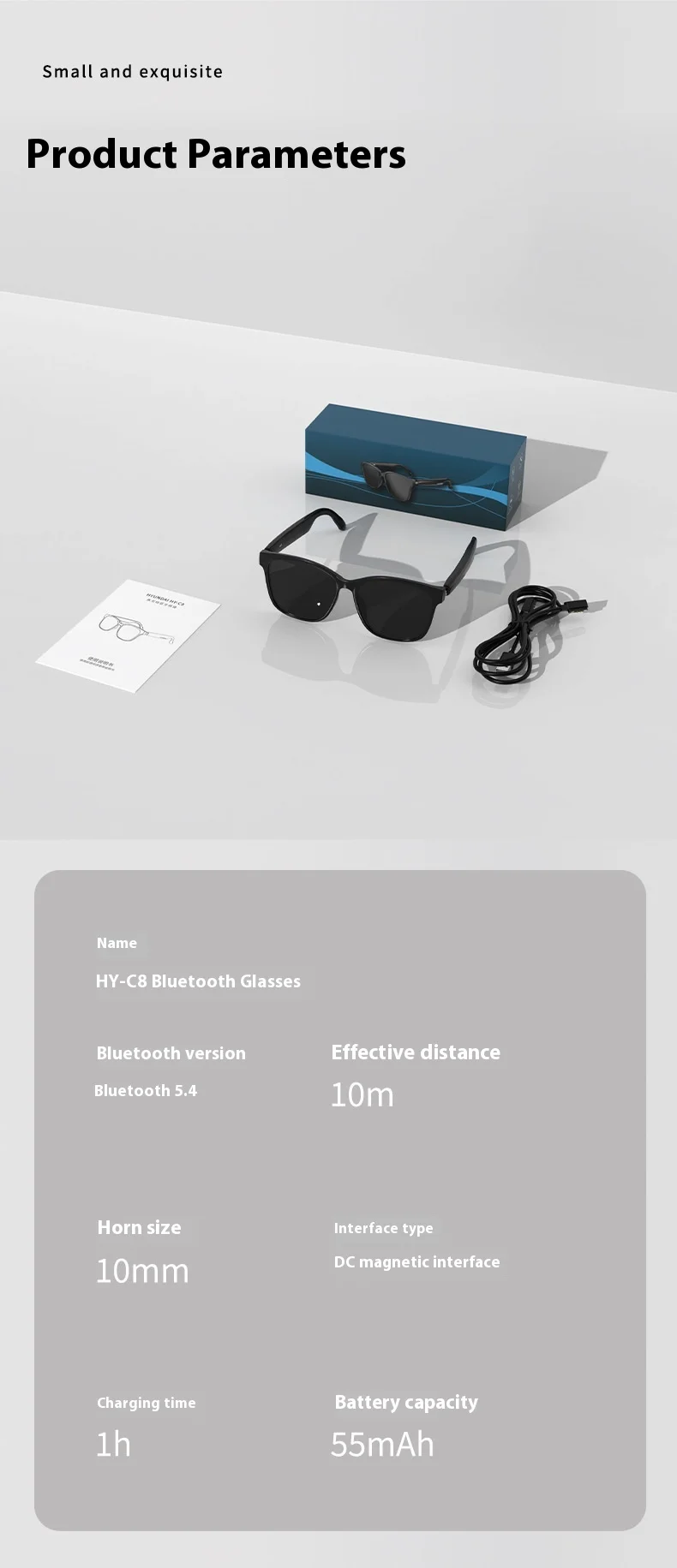 75 Languages Simultaneous Interpretation Real-time Meeting Smart AI Translation Headphones Black Polarized glasses