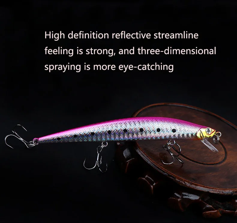 New 11.7g 13cm sinking water 3d eyes fishing hook plastic lure salmon sea bass fishing lure vibration