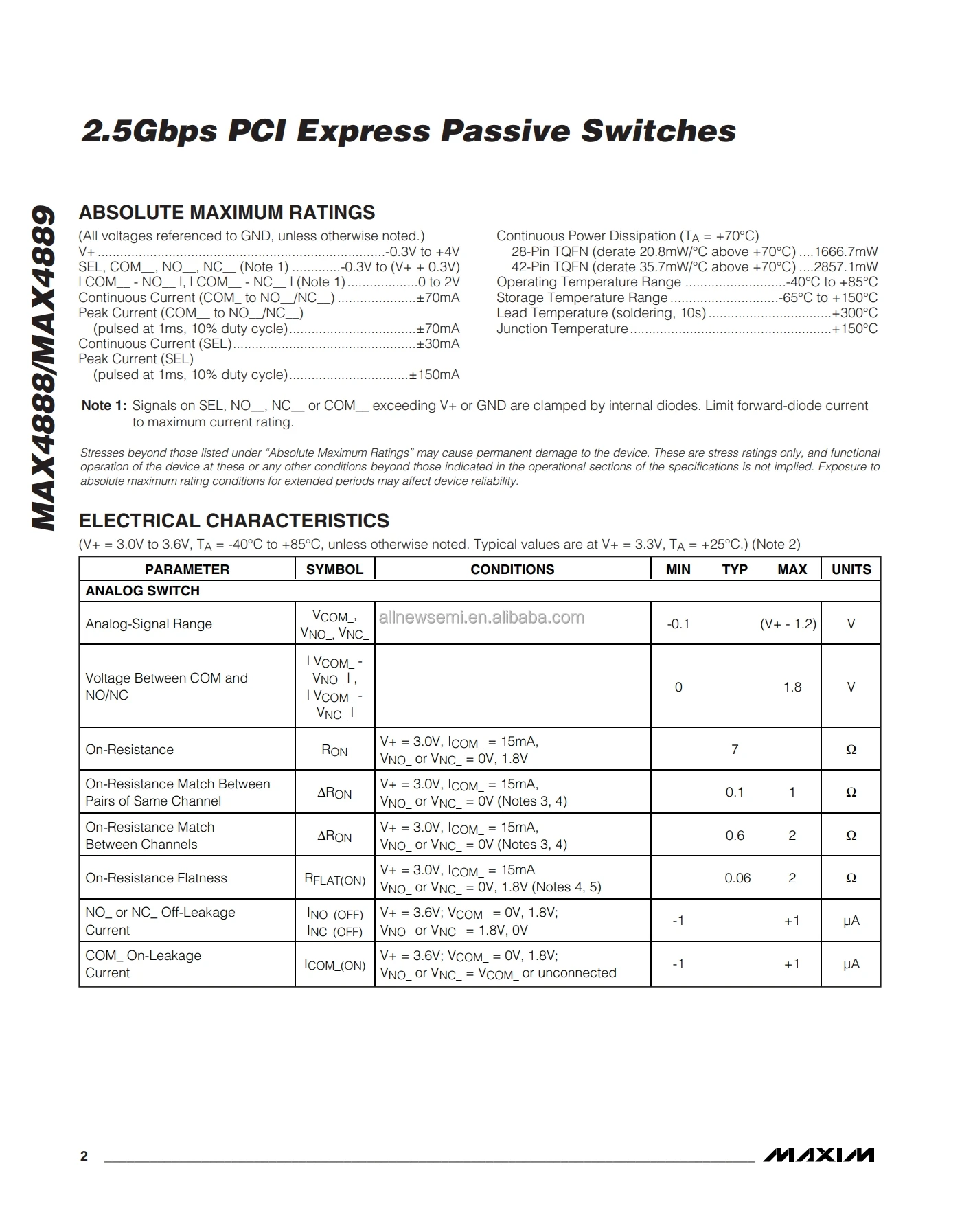 MAX4889ET0+ 2