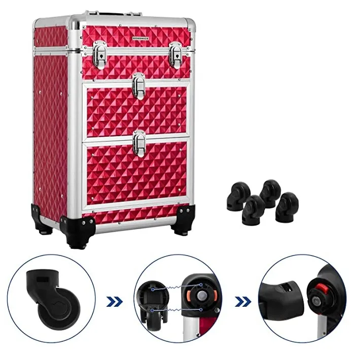 Lockable Makeup CaseRolling Cosmetics Beauty Trolley Box