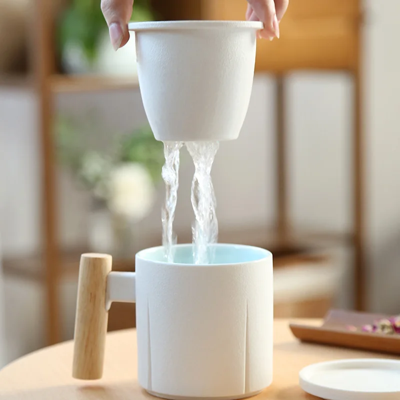 Tapa Y Taza De Té De Cerámica Con Infusores De Filtro Tapa Y Taza De Té De Cerámica Con Infusores De Filtro