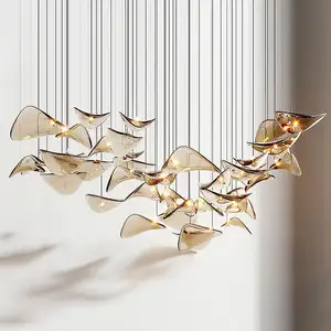 Non-standard Designer Glass Pendant Lamp Modern Hotel Lobby Villa Decoration Atmosphere Custom Chandelier
