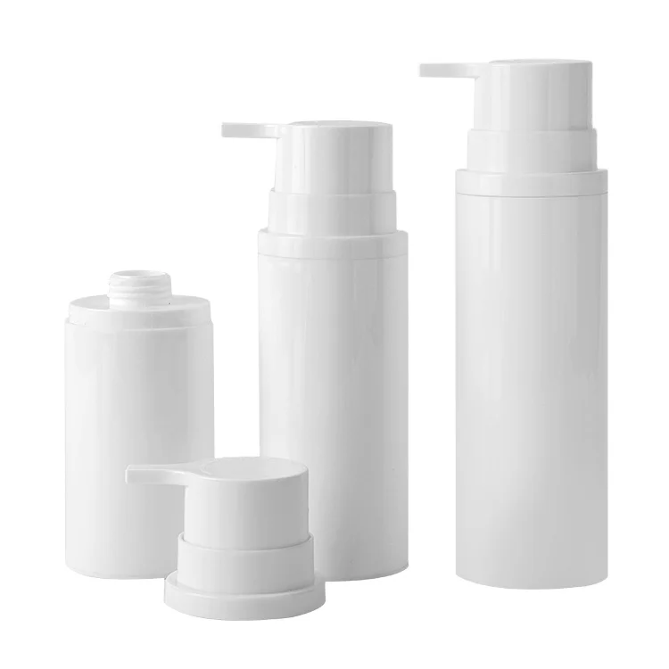 Empty White PP plastic airless container with left-right lock pump for serum lotion 150ml