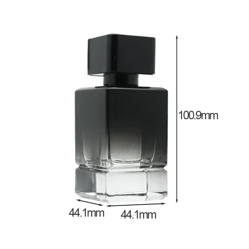 Luxury Customized Black Square Perfume Bottle 50ml Heavy Thick Base ...