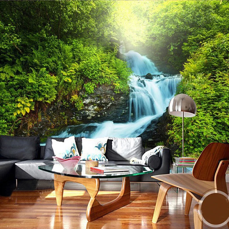 Custom Any Size 3d Wall Murals Wallpaper Forest Waterfall Landscape Wall  Painting Living Room Bedroom Photo Mural Wallpaper Roll - Buy 3d Wall Paper  Wallpaper,Pvc Vinyl Wallpaper,Saloon Wallpaper Product on 