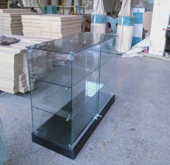 Frameless Lockable Glass Display Showcase with Multi Shelves Extra Vision Short Vitrine Counter Retail Smoke Shop Cabinet