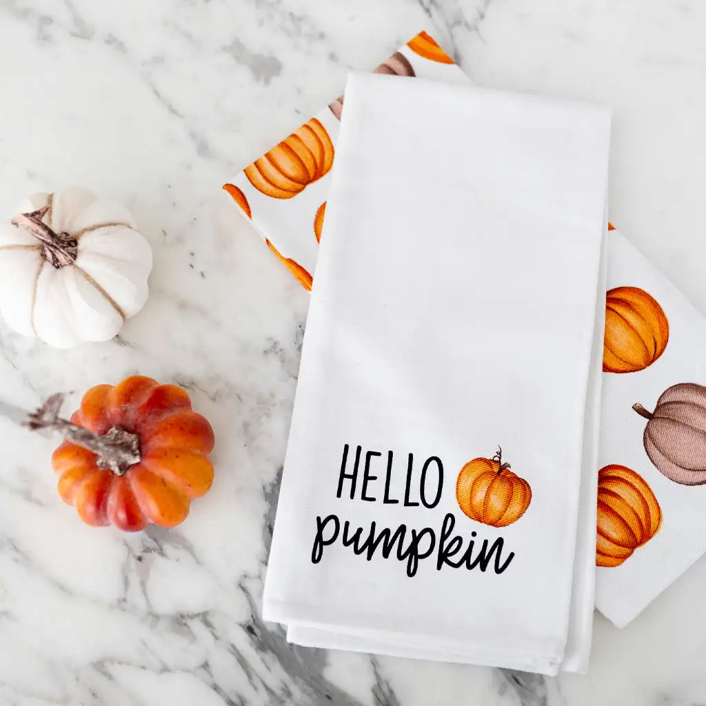 Thanksgiving Gift Friendsgiving Gift Customized Digital Printing Pumpkin Kitchen Tea Towel Microfiber Material manufacture