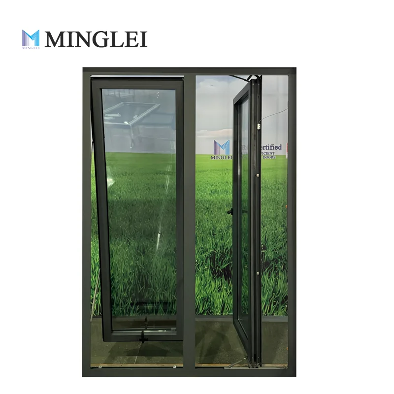 बाहर की ओर खुलने वाली तिपहिया शीशेदार खिड़की के साथ अनुकूलित एल्युमीनियम मिश्र धातु की खिड़कियाँ, अपार्टमेंट के लिए