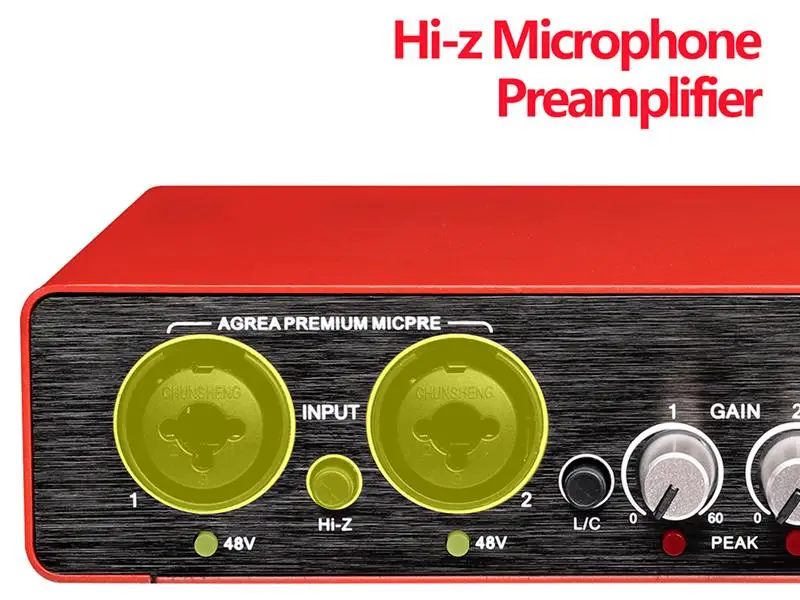 Высококачественный 24-битный интерфейс de Audio с монитором, профессиональный аудио интерфейс, миксер, музыкальный инструмент