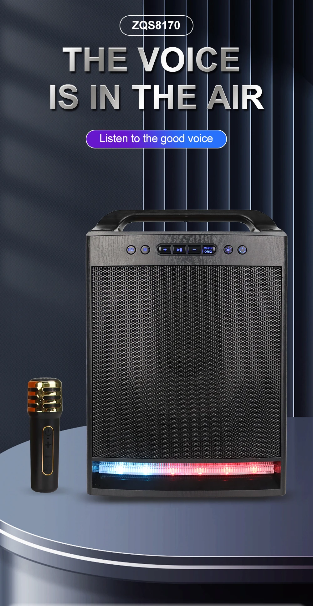 ZQS8170 8-Inches Portable Wooden Bluetooth Speakers Professional