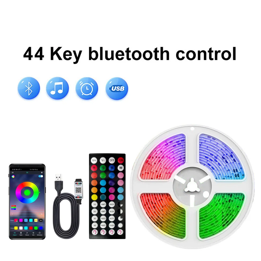 Bande LED RGB 5050 Bluetooth – Contrôle Par Appli, Alimentation USB 5V, Multicolore Pour Décoration Intérieure