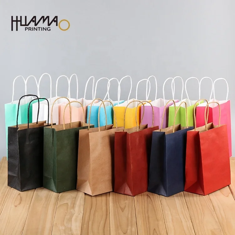 Eco Friendly Kraft Paper Bag Custom Logo Printed Clothes Shoes Shopping