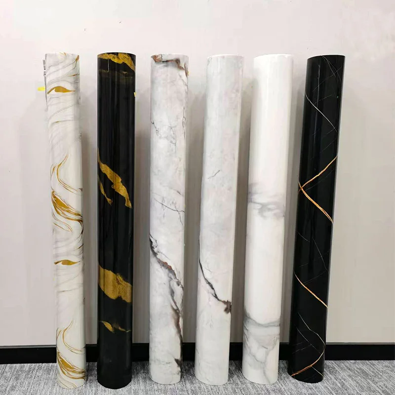 Marble Textured Wallpaper Glossy Marble Pattern Tile Self-Adhesive Wall Stickers Granite Countertop Paper Aesthetic Wallpaper
