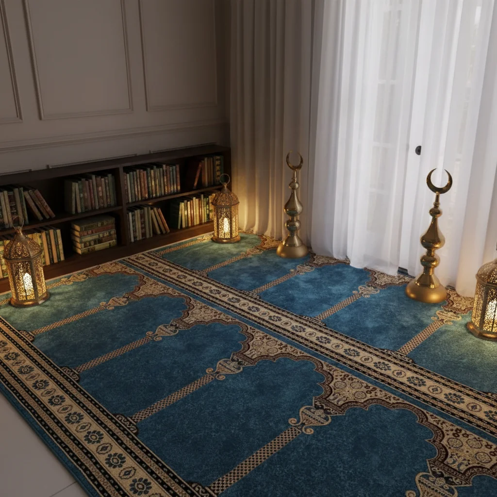 Tapis De Prière Marocain Artisanal – 100% Laine, Multicolore, 95x65 Cm