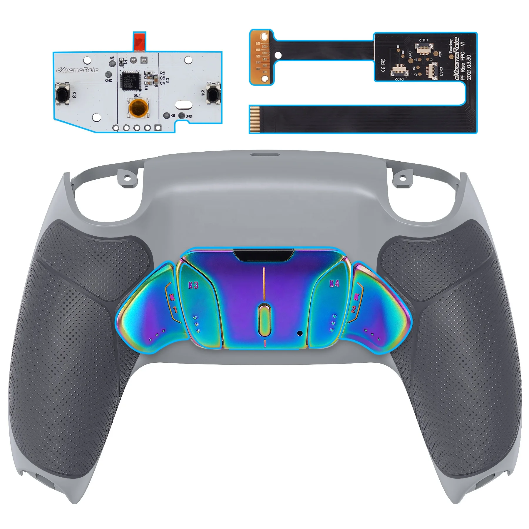 Kit De Boutons Arrière Reprogrammables ExtremeRate Rise4 Pour Manette PS5 V2 - Couleur Noire, Neuf