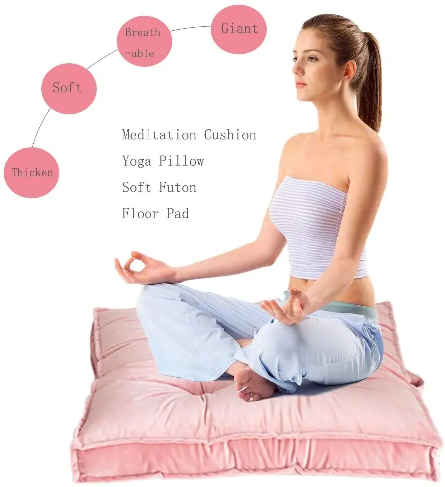 Square Floor Seat Pillows Cushions, Soft Thicken Yoga Meditation