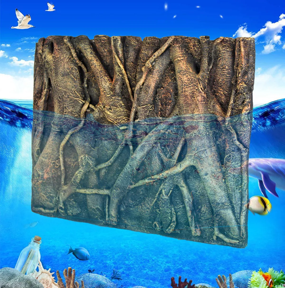 Reptile Aquarium Tree Terrarium Fish Tank Background 3d Rock Decoration 3d Aquarium Background