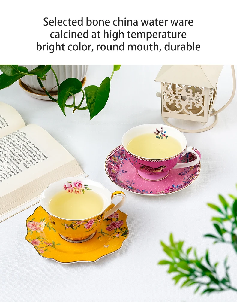 Wholesale Chinese style high quality cup and saucers ceramic porcelain tea set coffee cup with handle STOCK supplier