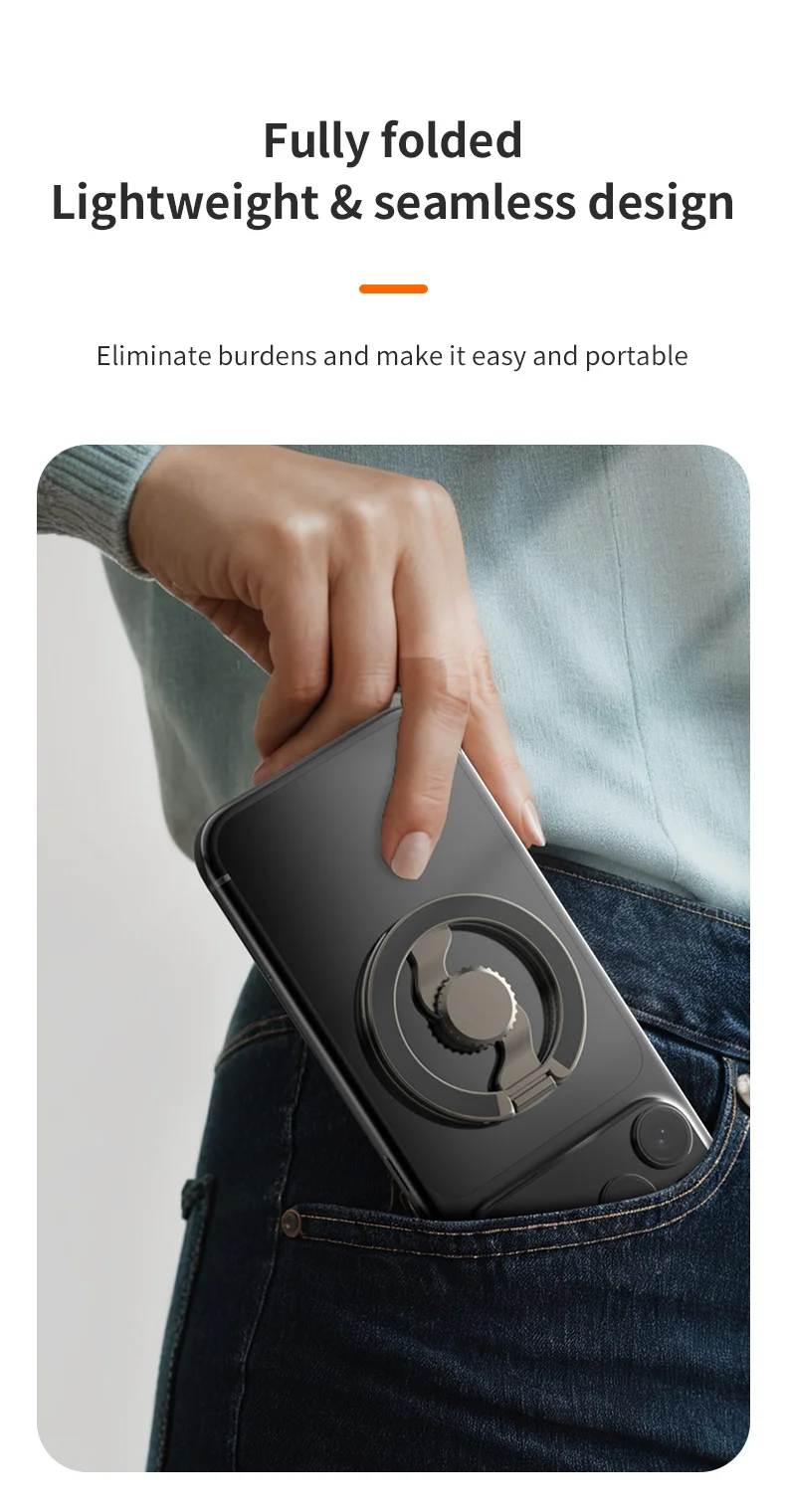 Fingertip Gyroscope Magnetic Phone Holder Fully Foldable Double Sided Stand with Kickstand for Smartphone