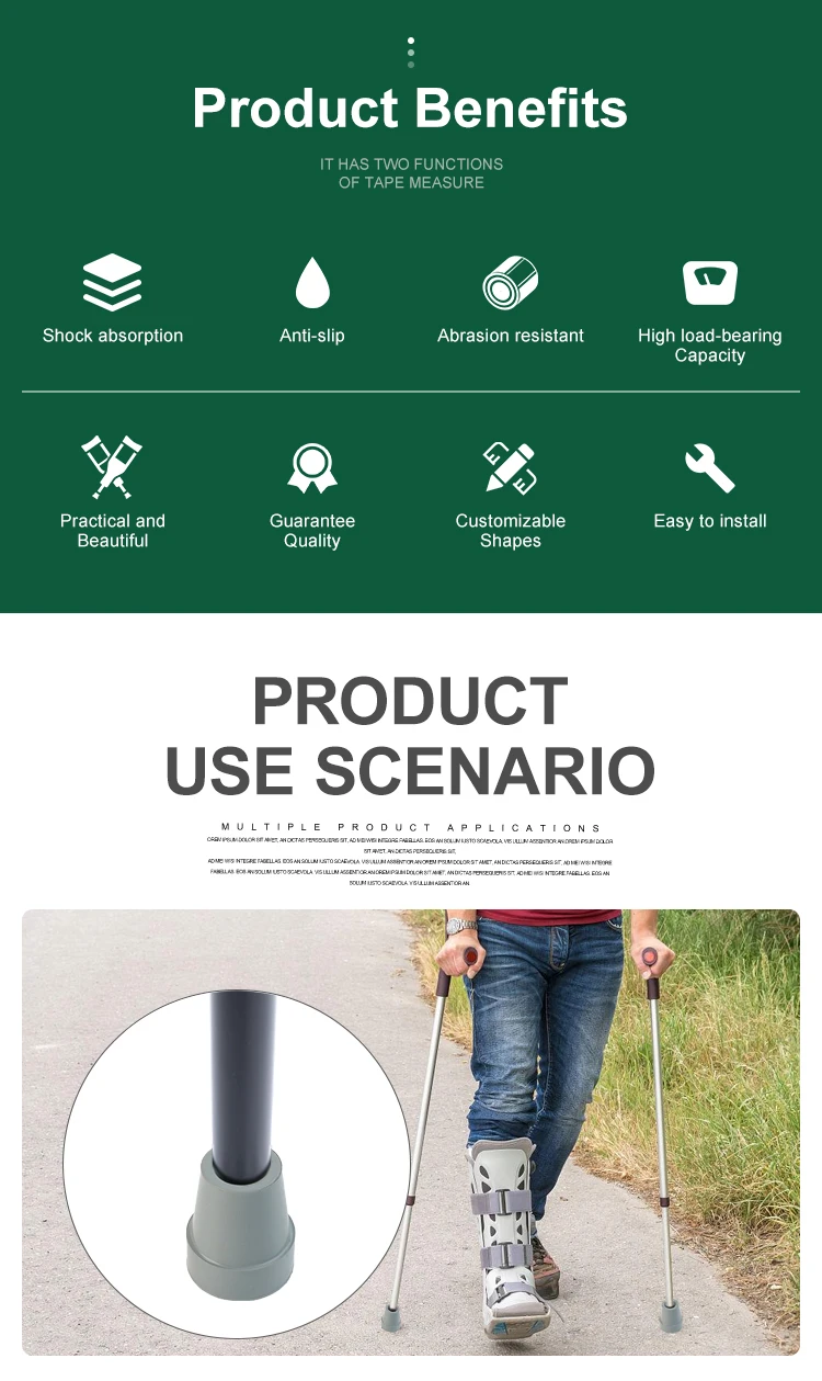 Custom Available Ergonomic Adjustable Underarm Walking Cruthes With