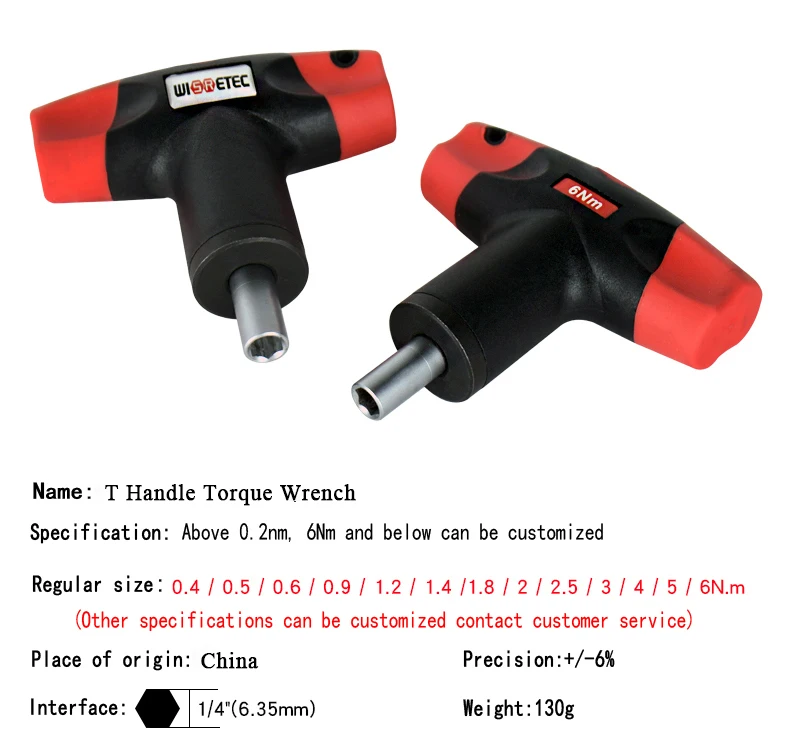 Wisretec Mechanical T Handle Adjustable 1/4 Torque Tool 0.6nm 6nm