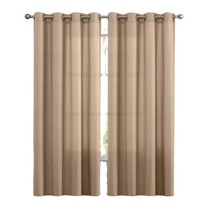 Rancho European Bedroom 100% Polyester Linen Look Curtain for Home