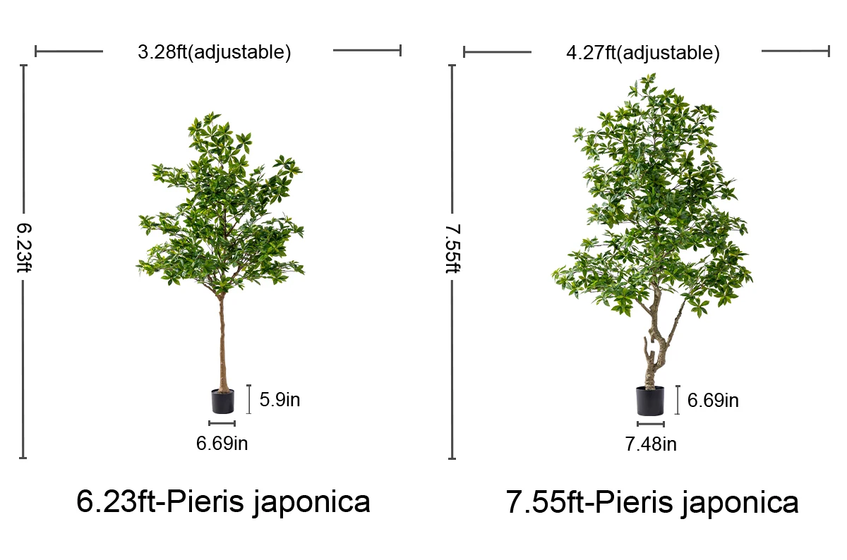 Simulated BigPieris Japonica Bonsai Indoor/Outdoor Christmas Decoration UV-Certified Green Leaf PE Artificial Plastic Tree UV details