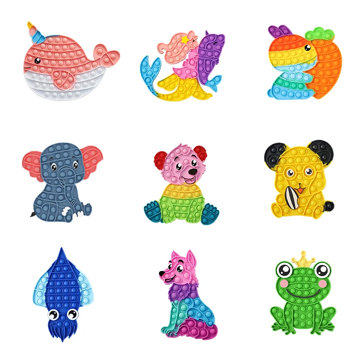 Прямая продажа с завода, новинка, красочные силиконовые игрушки для снятия давления, Поппер пузырьков в виде животных, смягчающие игрушки