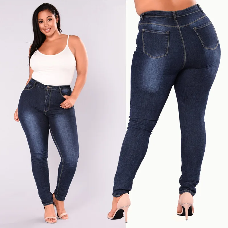 Oversized Jean Ladies Denim Stretchy Jeans Women Plus Size Pants ...
