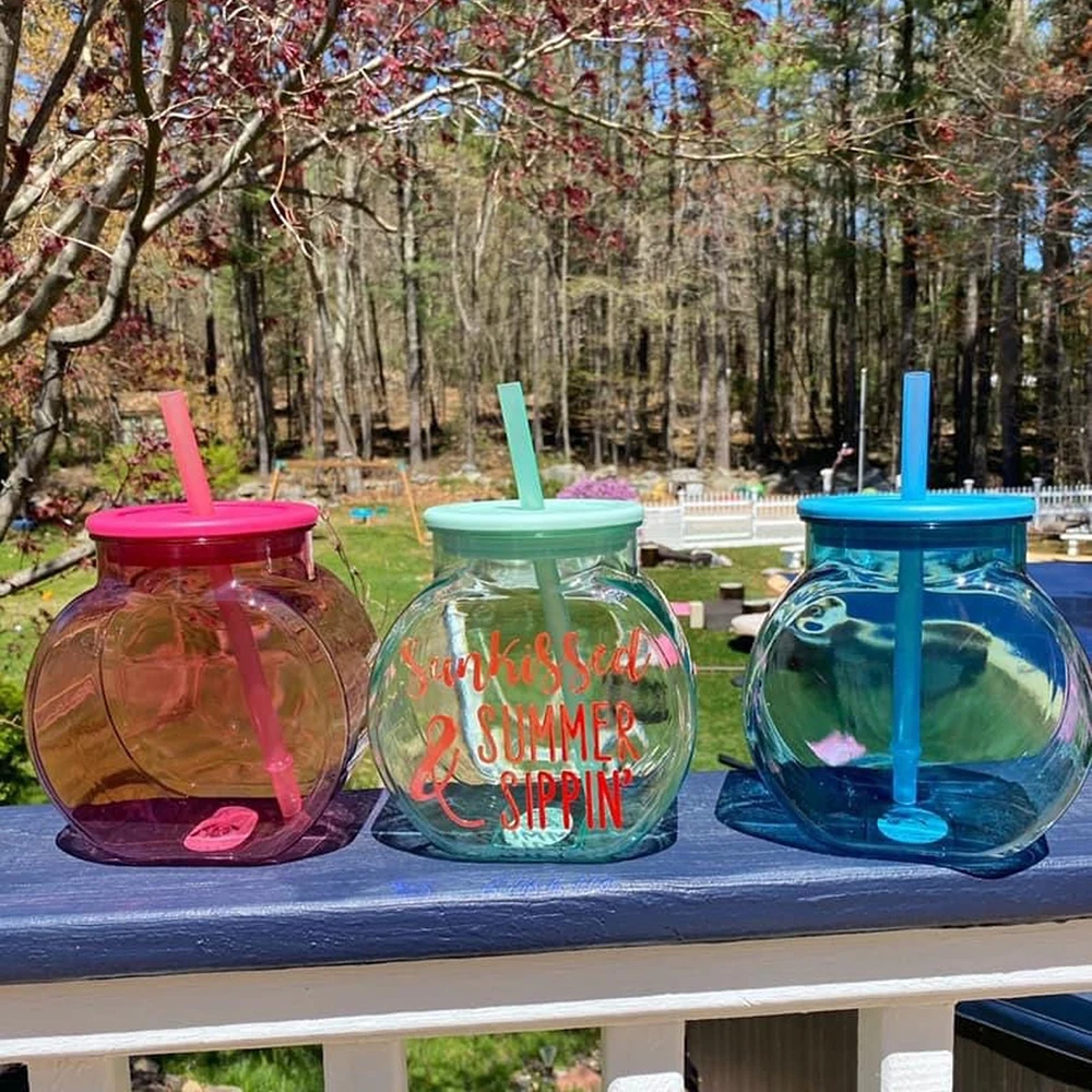 Custom Fish Bowl Drink Cups Color Changing Summer Cup Fishbowl Party