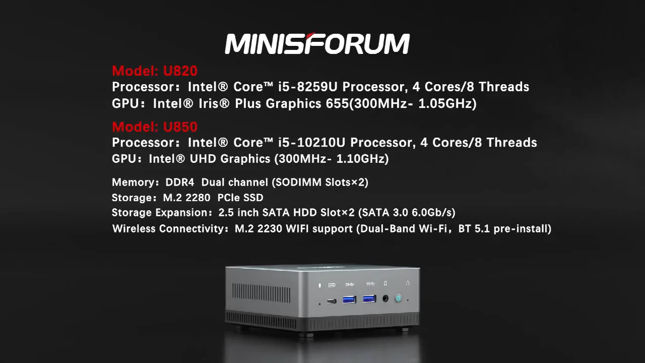 minisforum u820 intel core i5 8279u cpu desktop computer mini pc