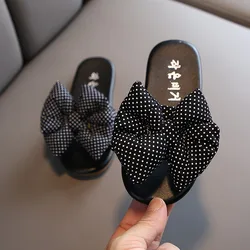 Сандалии Детские с бантом, модные босоножки из плюша, мягкая подошва, пляжная обувь принцессы, летние Тапочки