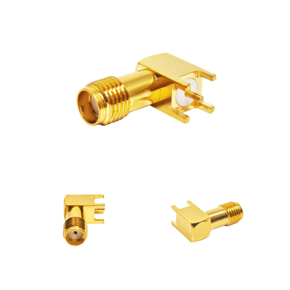 Gold plated SMA Female Jack RF Coaxial Adapter Right Angle Connector PCB Panel Mount SMA Jack 90 Degree Connector  PCB