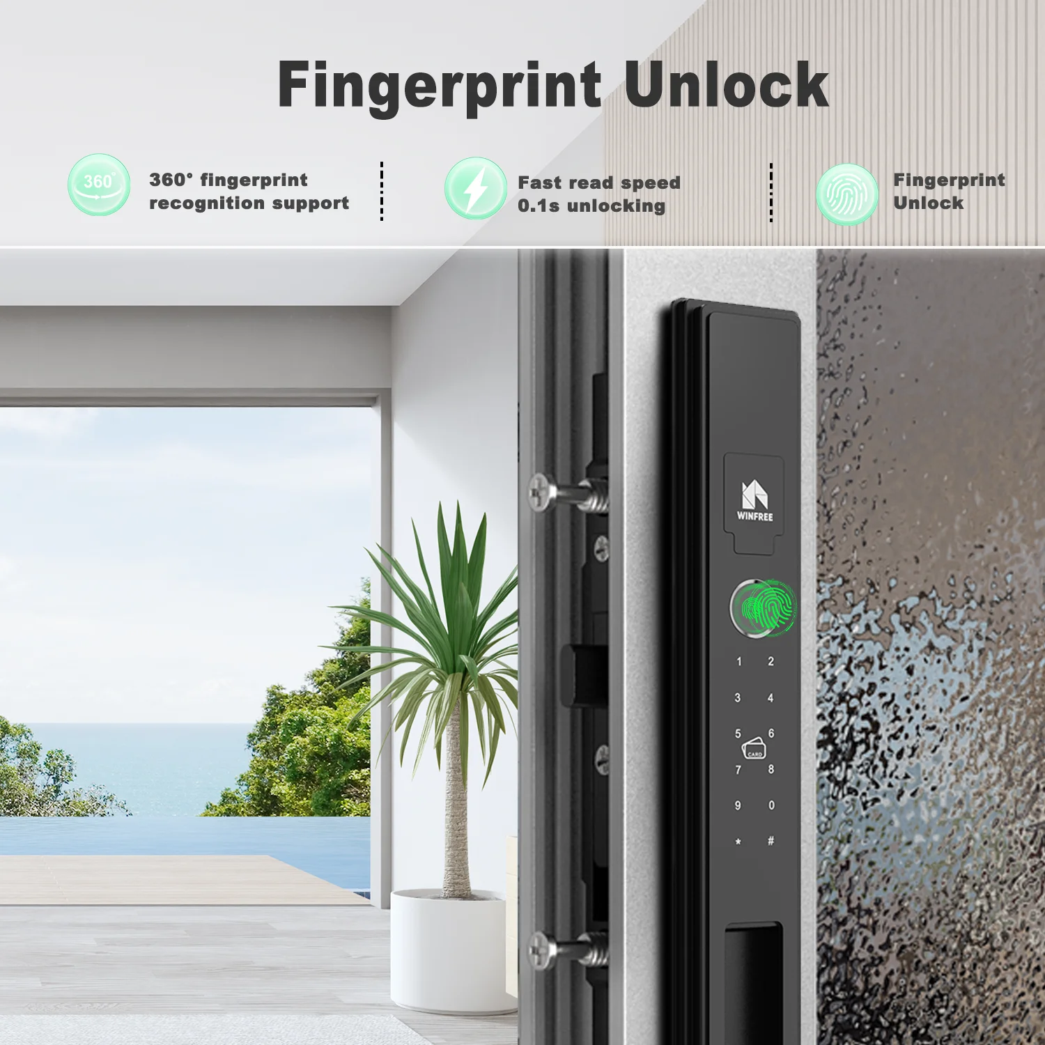 Serrure intelligente Bluetooth biométrique Tuya avec 4 déverrouillages