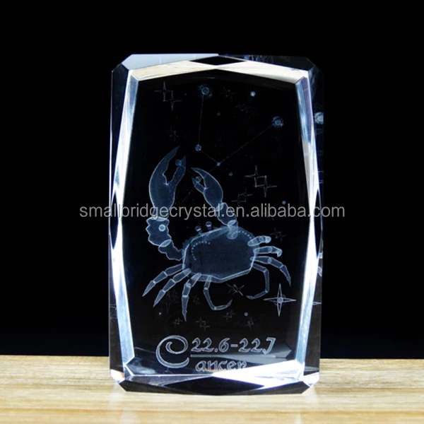 12 Zodiac Animal Theme Souvenir Carved Technique Gift Gemini 3D Laser Engraved Crystal Cube details