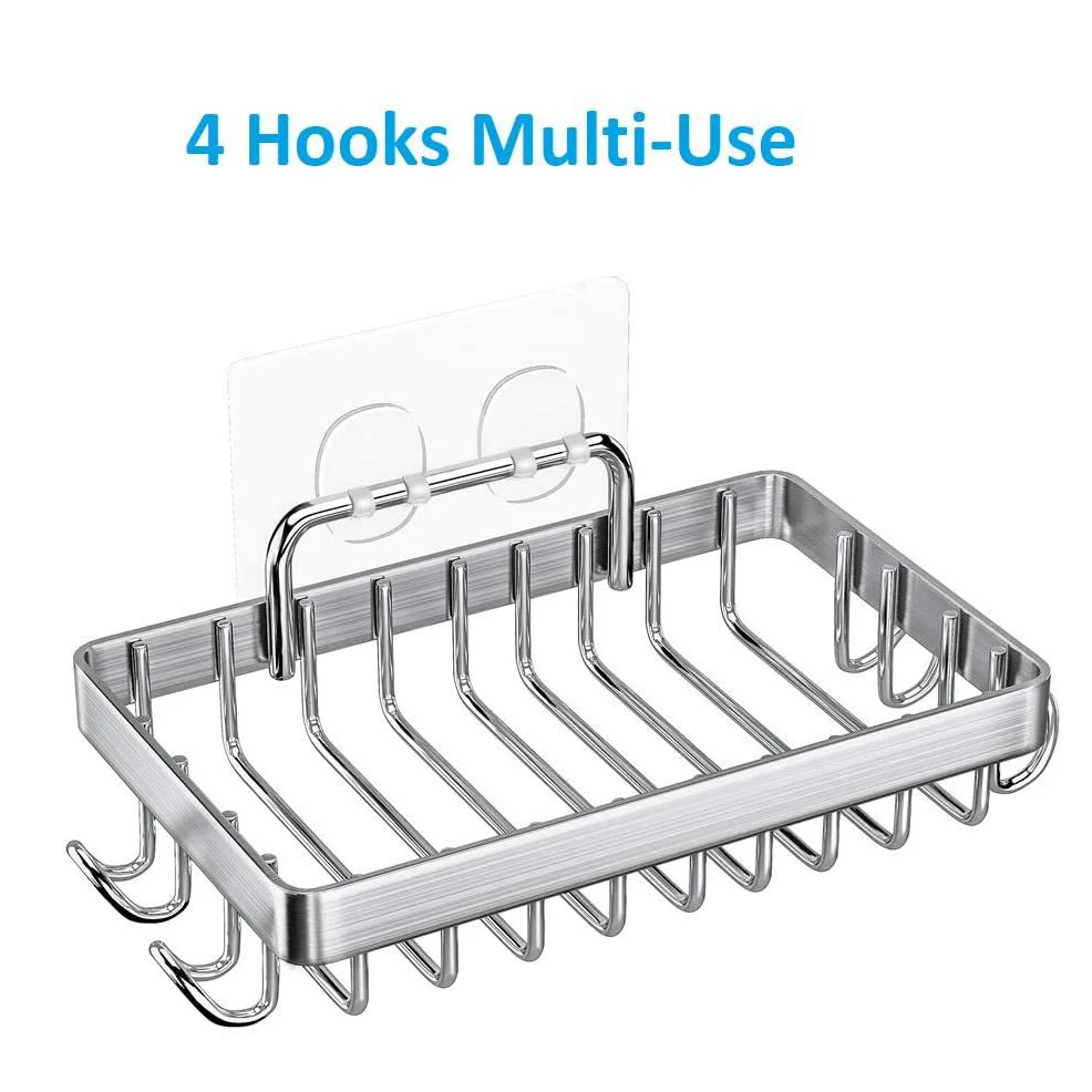 Wall Mounted 304 Stainless Steel Soap Holder with Strong Adhesive Black/Silver Color SHAREWIN Brand