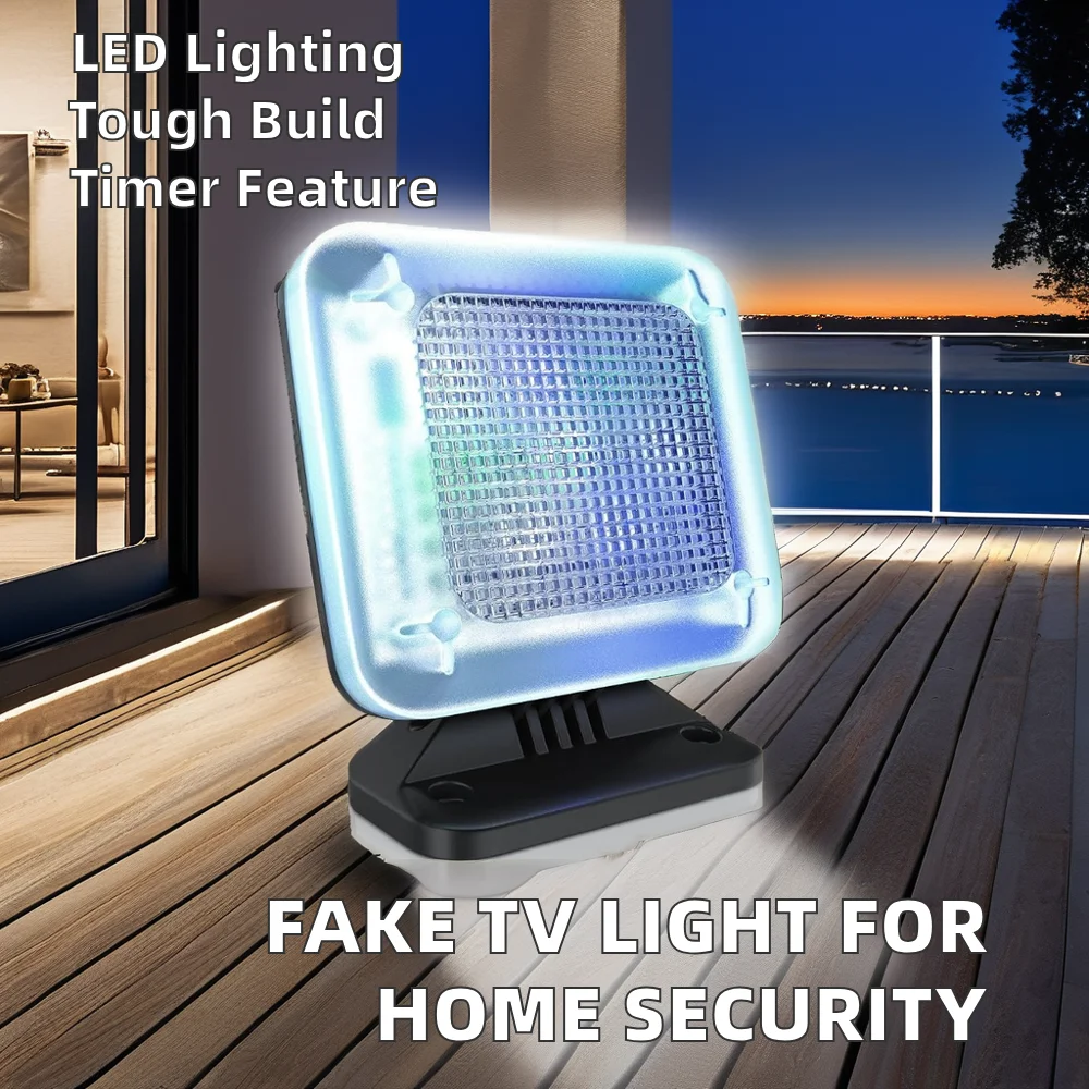 Home Security TV Simulator LED Flood Light with Timer Deterrent for Burglars and Crime Prevention