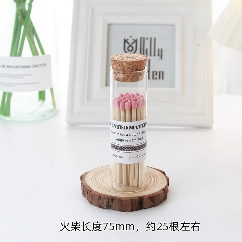 Luxury Home Decor Holder Wooden Candle Matches In Glass Jar Bottle