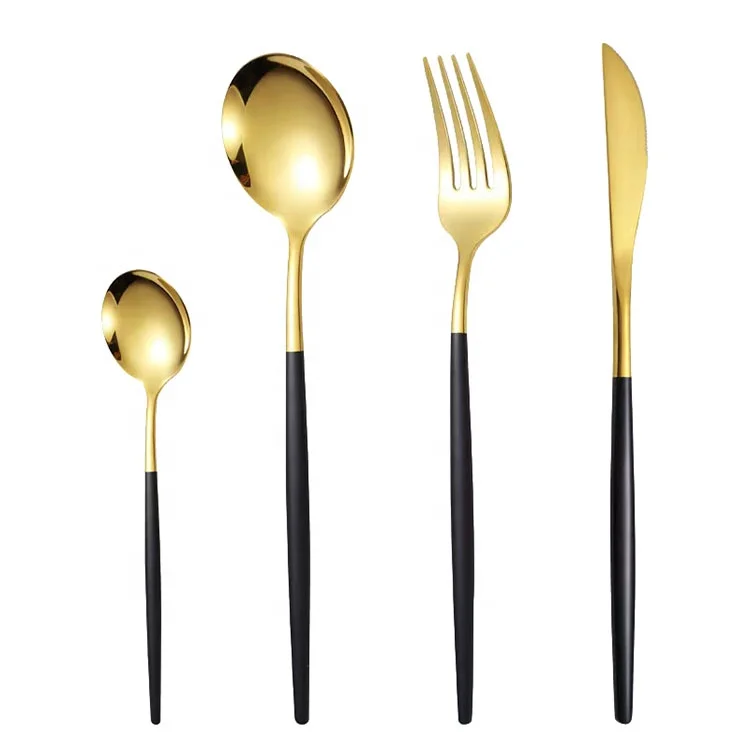 Hot Selling Luxury Stainless Steel Gold Cutlery With Knife Fork Spoon Flatware Set