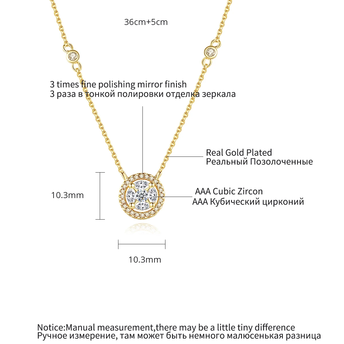 LUOTEEMI Gold-Plated Cubic Zircon Necklace