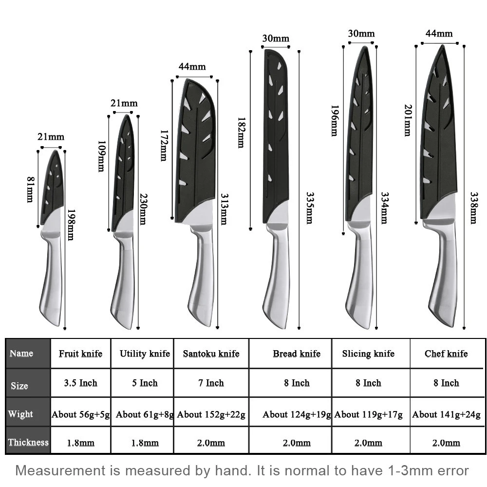Stainless Steel Chef Knife Set with Hollow Handle & Knife Stand for Meat & Steak Cutting Laser Logo for Restaurants