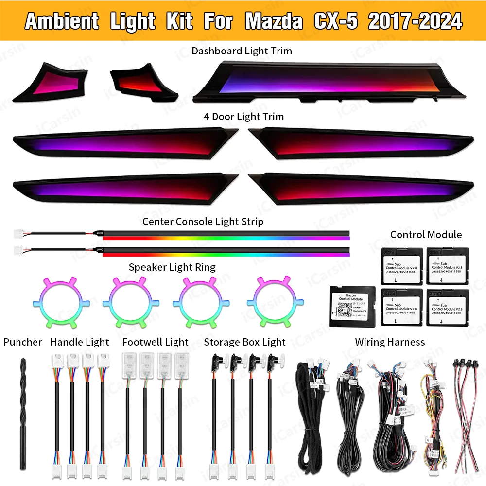 Mazda Cx-5 2017-2025 Dynamic Led Ambient Light Kit For Car