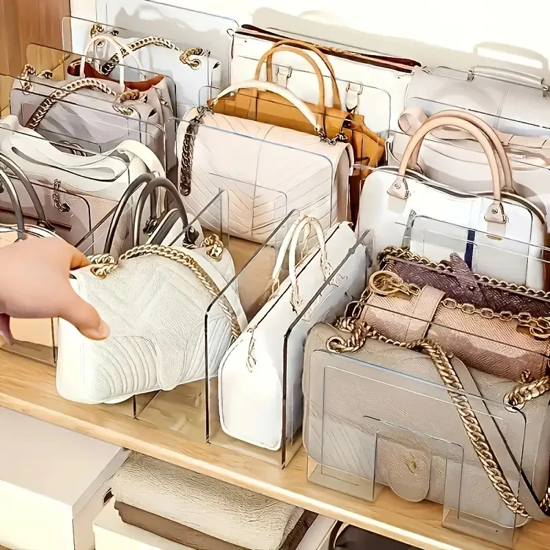 Wholesaler Plastic Bookshelf Handbag Storage Rack Closet Partition Storage Bag Classification for  Bedroom
