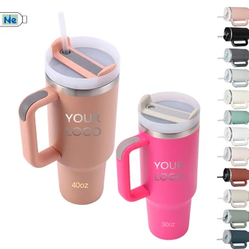 brown 40oz 40 oz Flip Straw Tumbler Stainless Steel BPA-free Double Wall Vacuum Insulated Outdoor Camping Tumbler