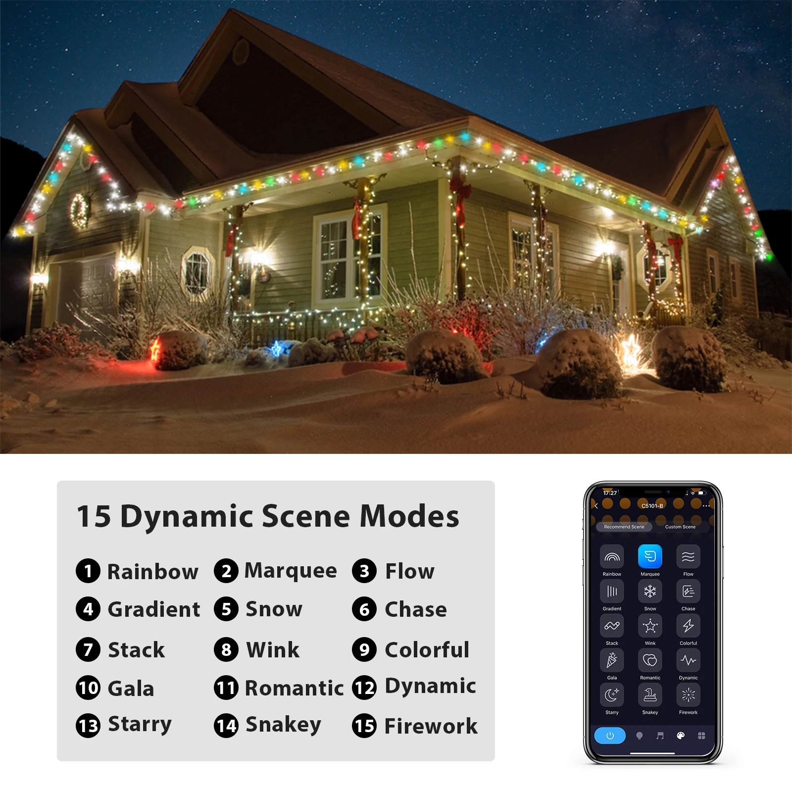 App Control 16 Million Colors House Edge Decorations Lighting Outdoor Rainbow Lights Eaves String Lights